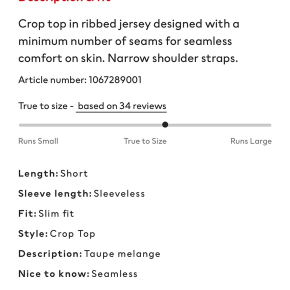 H&M Ribbed Seamless Crop Top - Picture 5 of 5